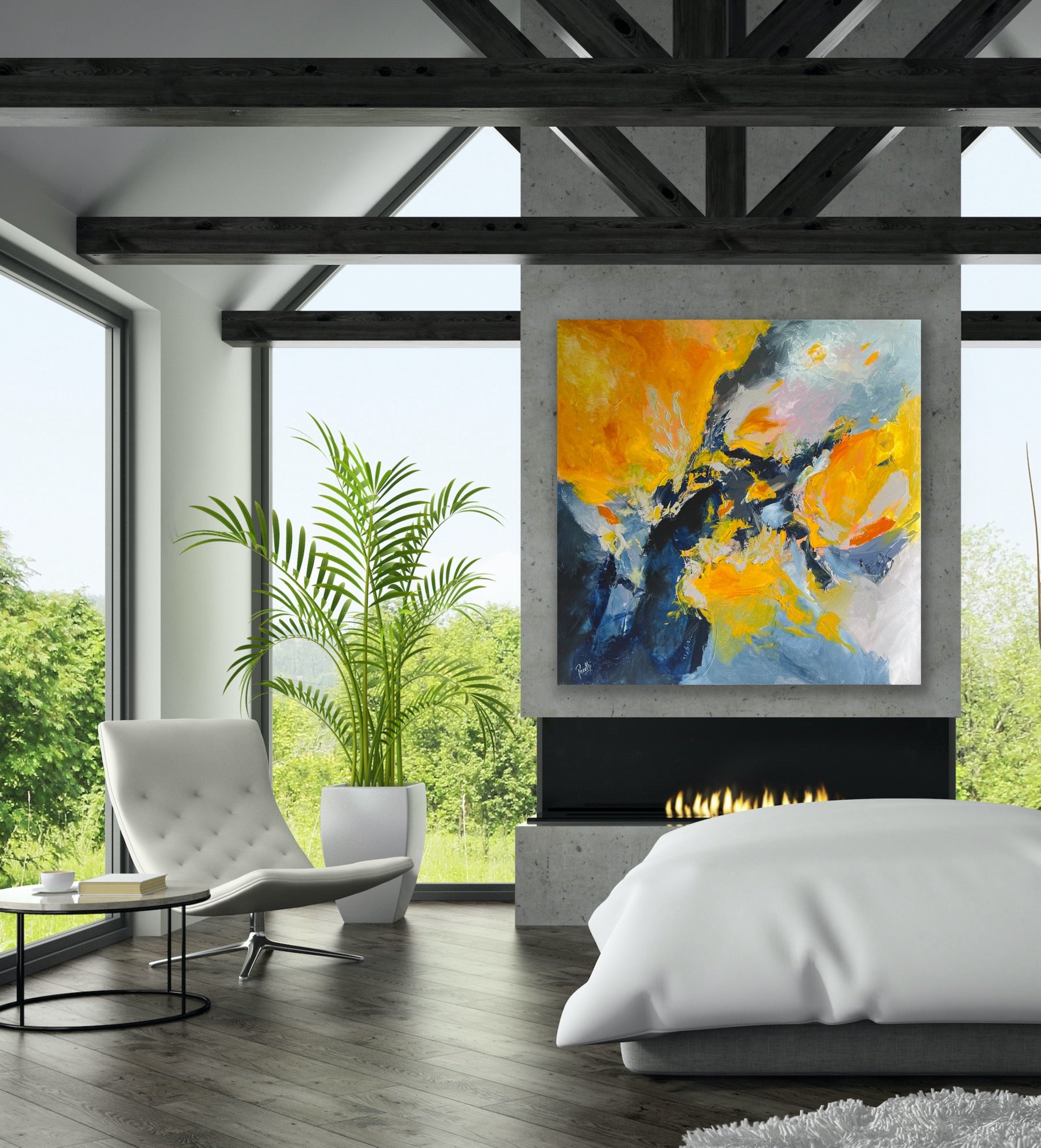 Warmth, handmade abstract shops painting