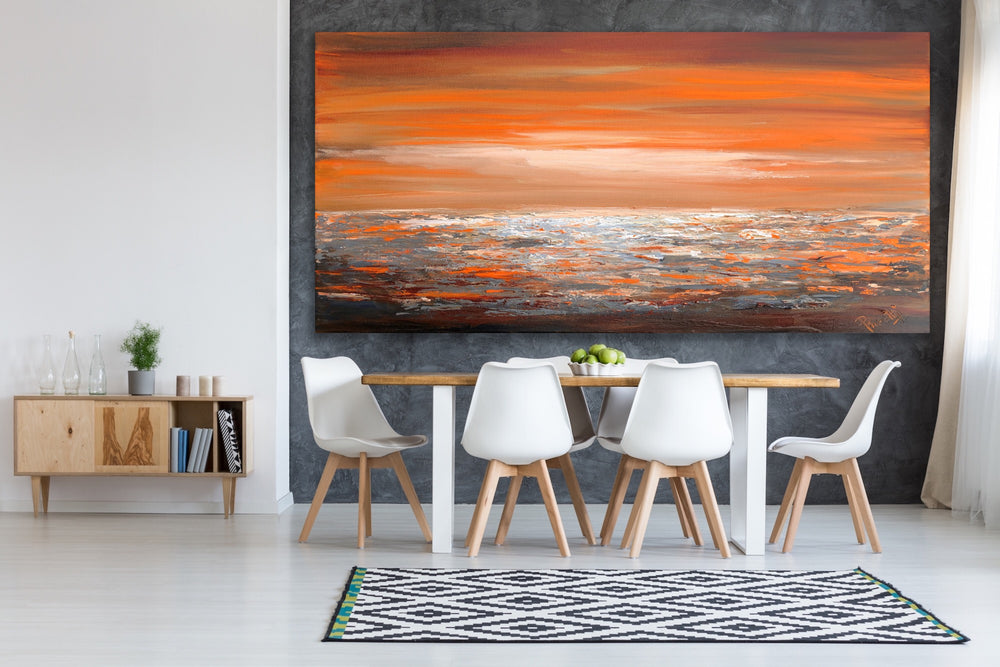 Peachy sky - Custom Art - Original Contemporary Modern Abstract Paintings by Preethi Arts