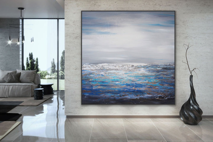 Seaside  - Original Contemporary Modern Abstract Paintings by Beach decor, seascape painting, Textured Art, Minimalist Art, Framed art Wall Art, Modern Wall Decor, Large painting, Local Art