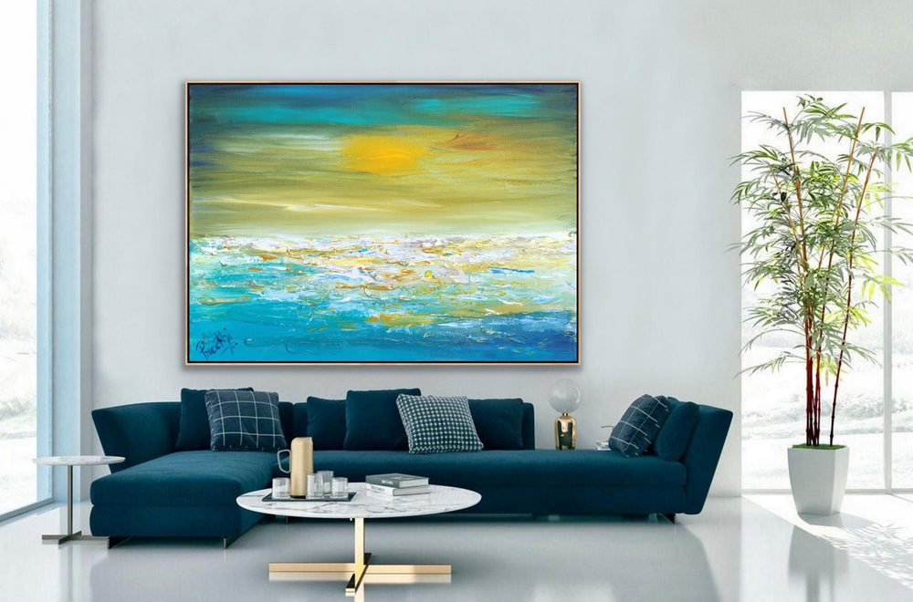 Beautiful day - Custom Art - Coastal art, seascape painting, Abstract painting, Minimalist Art, Framed painting, Wall Art, Modern Wall Decor, Large painting, Local Artist