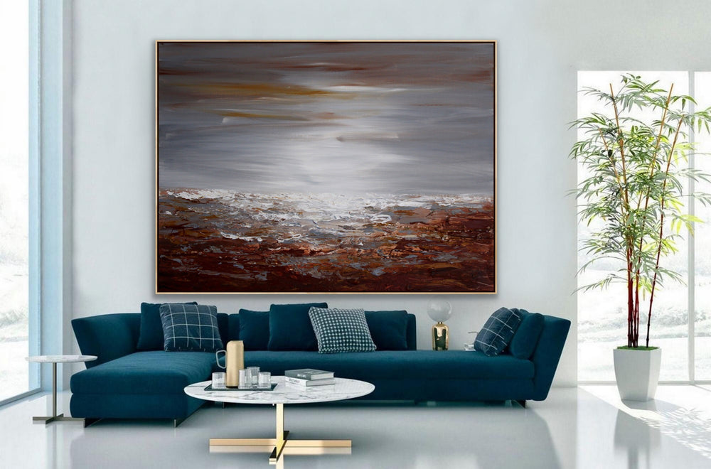 The Bay - Custom Art - Coastal art, seascape painting, Abstract painting, Minimalist Art, Framed painting, Wall Art, Modern Wall Decor, Large painting, Local Artist