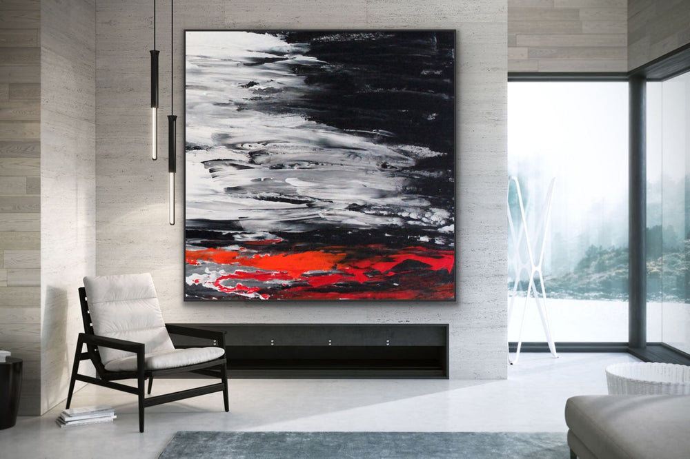 Flamboyant - Custom Art - Large abstract art gold oversized painting black abstract art 