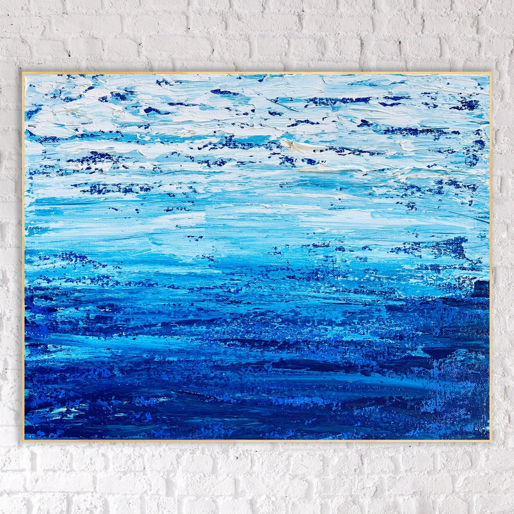 blue painting on canvas, wall art décor, Blue Ice - Custom Art - Preethi Arts