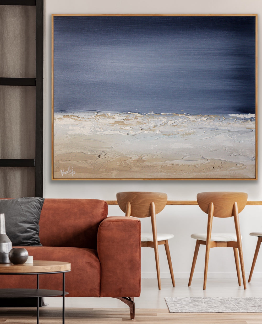 Spacemoon - Custom Art - Coastal art, seascape painting, Abstract painting, Minimalist Art, Framed painting, Wall Art, Modern Wall Decor, Large painting, Local Artist