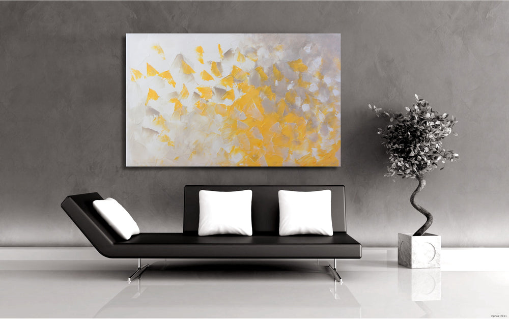 Yellow cloud - 24x48 - Original Contemporary Modern Abstract Paintings by Preethi Arts